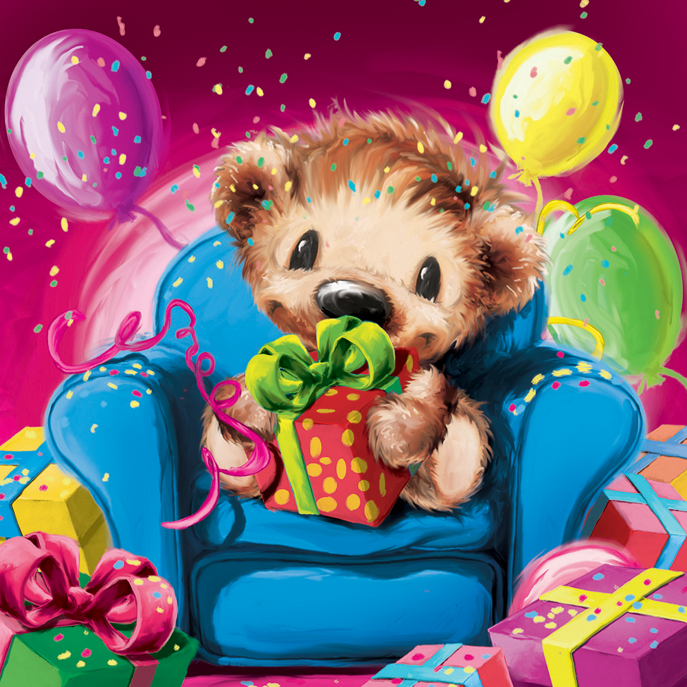 Image 3D Greeting Card - Bear with Gift