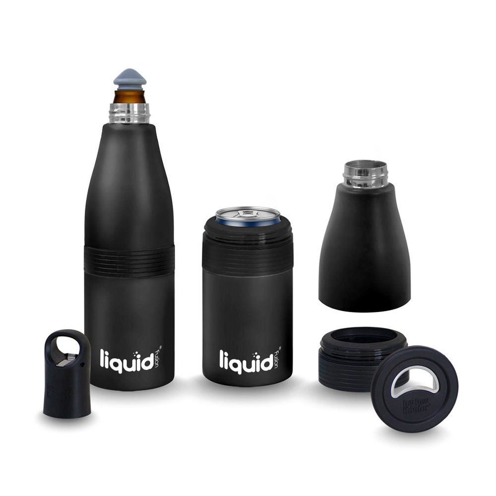 Image Icy Bev Kooler - Bottle Insulator - 3-in-1 - Black