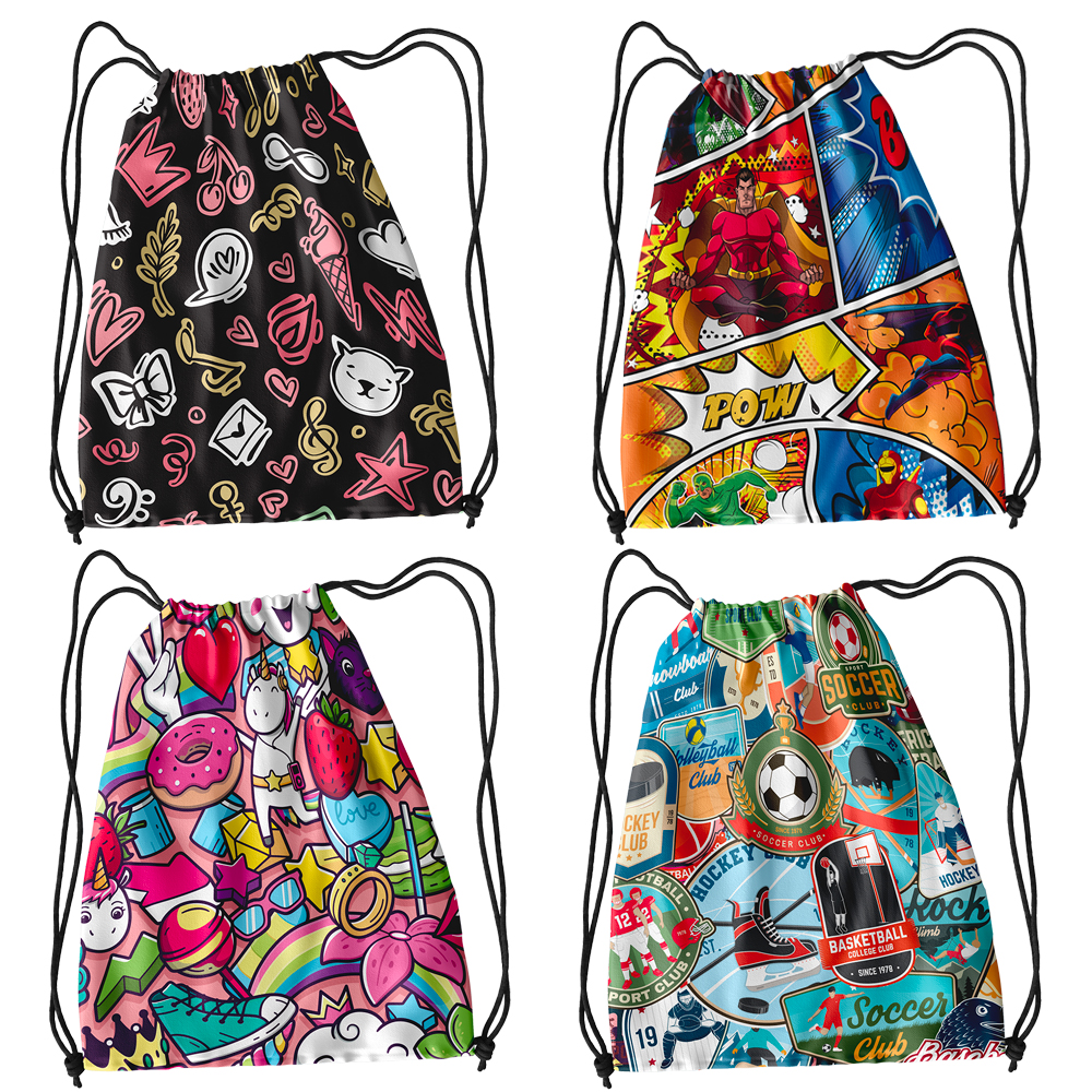 Image 12pc Assortment of 4 designs of Drawstring Bags for Kids