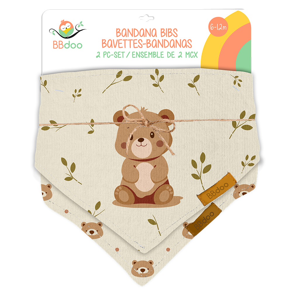 Image Set of 2 Bandana-Bibs - Teddy Bear