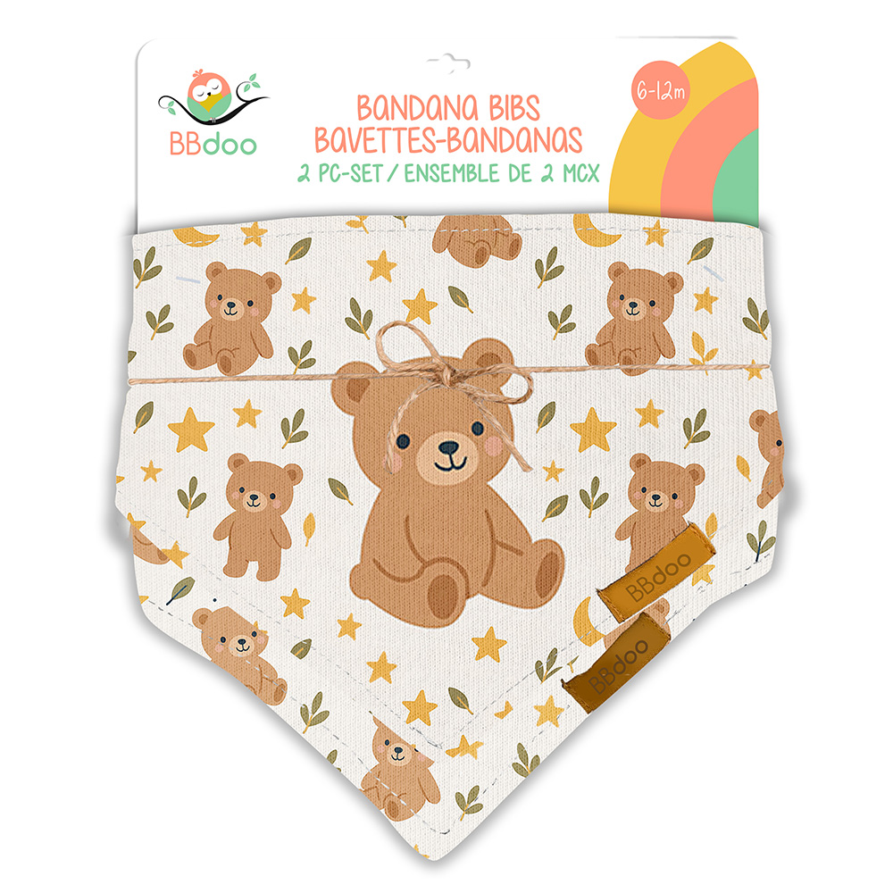 Image Ensemble de 2 bavettes bandana - Ourson