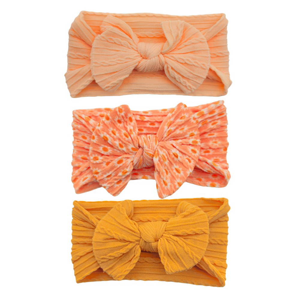 Image Ens. de 3 boucles pour bébé - Rose, marguerites et ocre doré