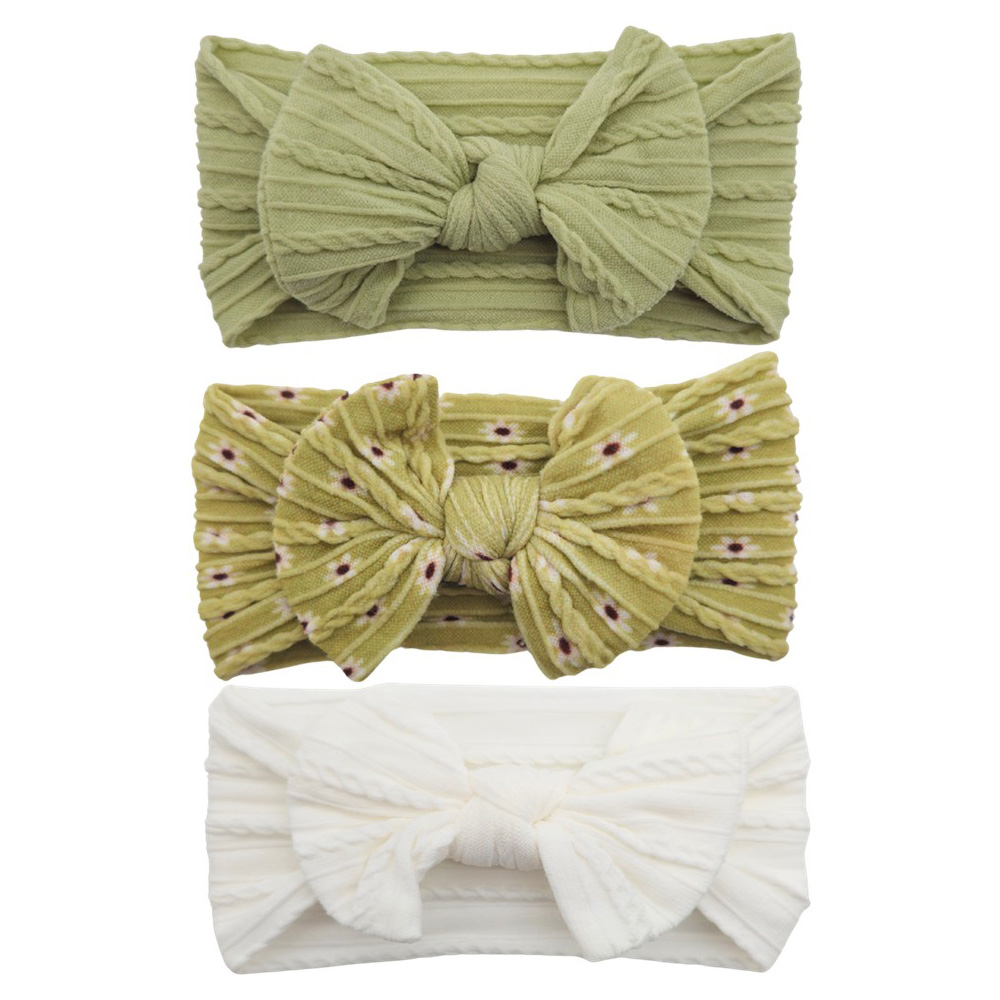 Image Ens. de 3 boucles pour bébé - Vert, marguerites et blanc