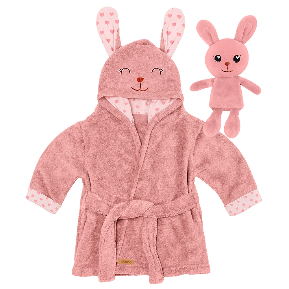 Image Peignoir pour bébé avec peluche - LAPIN, rose / 0-12M