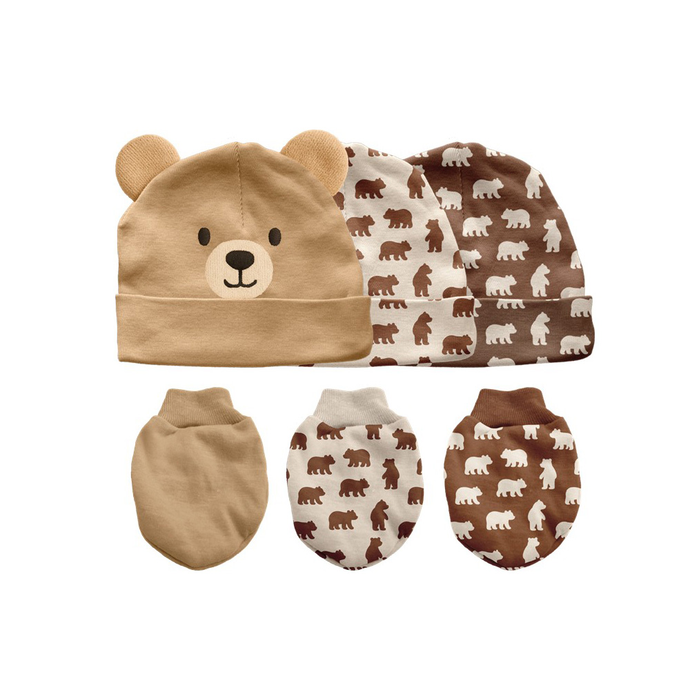 Image Ens. de 3 tuques et mitaines anti-égratignures pour bébé - Motif Chat, rose