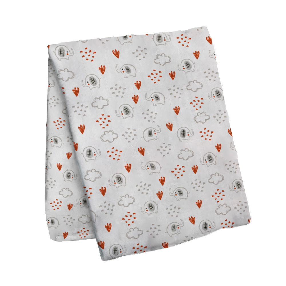 Image Muslin Blanket - Elephant / 90 cm x 110 cm - Elephant Design