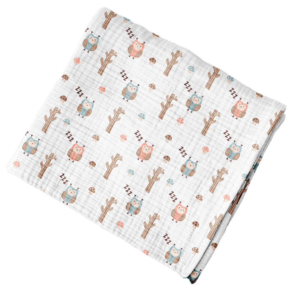 Image Muslin Blanket -  Owl / 90 cm x 110 cm