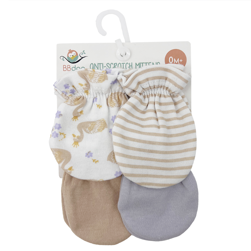 Image Anti-scratch mittens for babies, set of 4 pairs - Swan