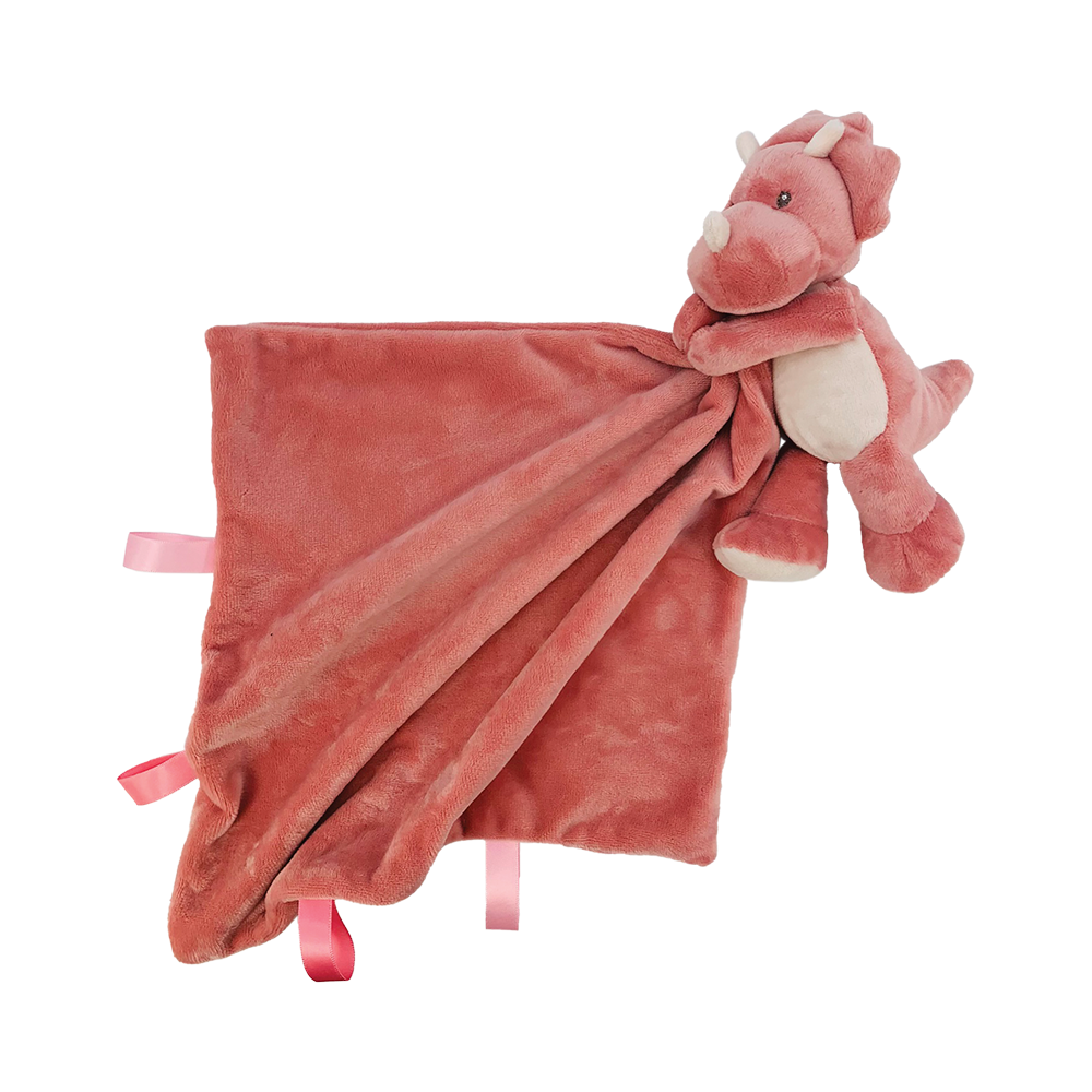Image Dinosaur Cuddle Blanket with Sensorial Tags - Pink
