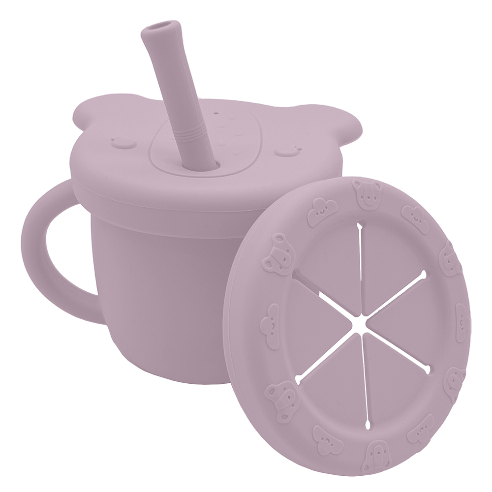 Image Tasse en silicone 2-en-1 pour boire et grignoter - mauve