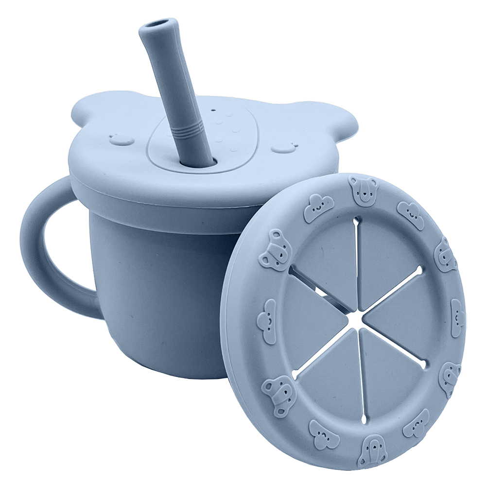 Image Tasse en silicone 2-en-1 pour boire et grignoter - bleu