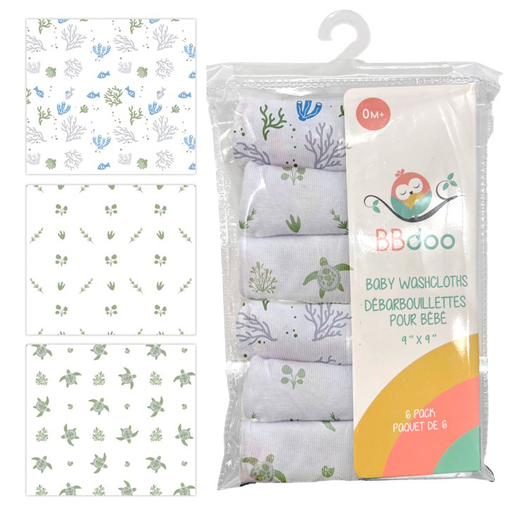 Image Baby Washcloths - Ocean Series (Set of 6 ass't pcs)