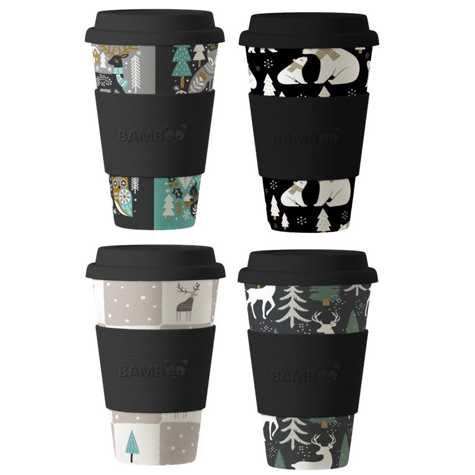 Image Tasses bambou Noël adultes (15 oz) - 4 asst.