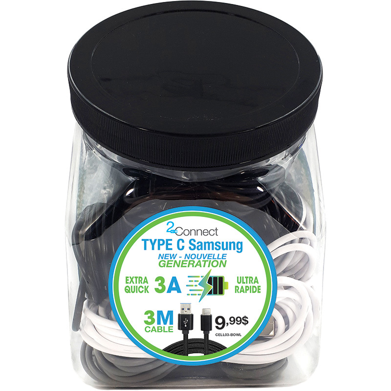 Image Bowl of 24 x USB-A to Type-C Cables - 3m