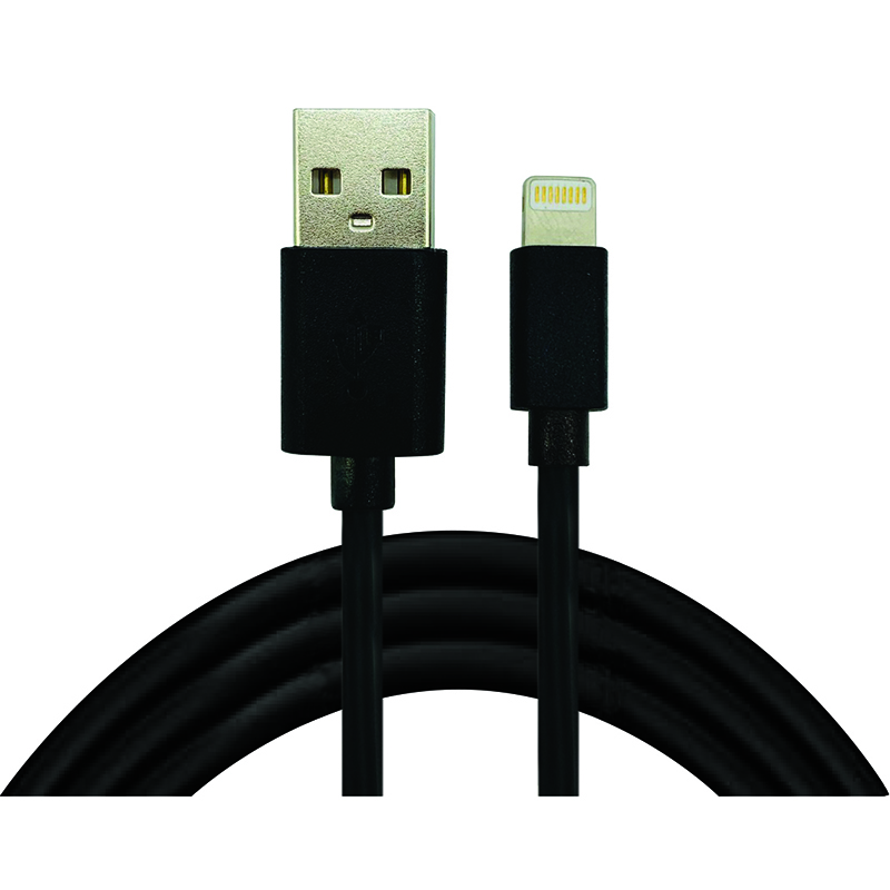Image USB-A to Lightning Cable, 3m, 3 Asstorted Colors:  White, Black, Gun Metal