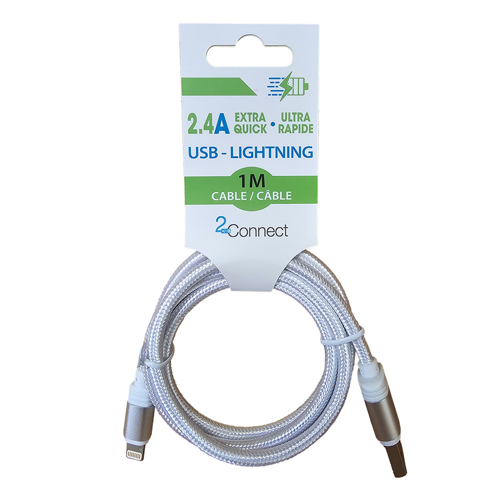 Image USB-A to Lightning Cables - 1m - 2 asst. colors : White, Black