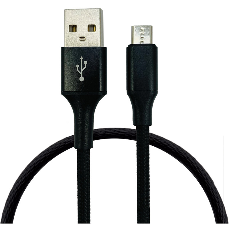 Image USB-A to Micro USB Braided Cable, 1m, 3 Assorted Colors:  White, Black, Gun Metal