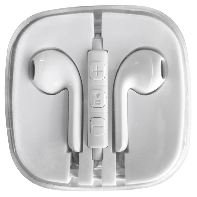 Image Earbuds with mic in a box, 2 assorted colors: white and black