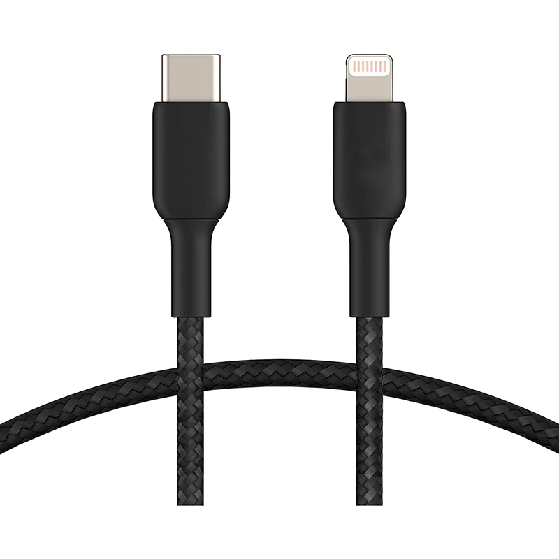 Image Type C to Lightning Braided Cable, 1m, 3 Assorted Colors: White, Black and Gun Metal