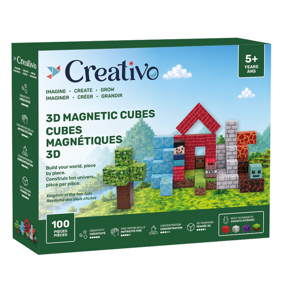 Image Creativo - Ensemble de cubes 3D magnétiques  - Royaume des deux chutes / 100 pièces