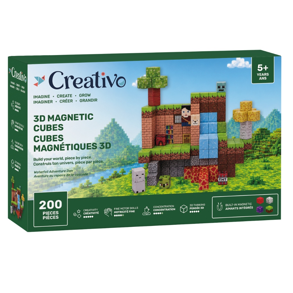 Image Creatio - Ensemble de cubes 3D magnétiques - Aventure au repaire de la cascade / 200 pièces