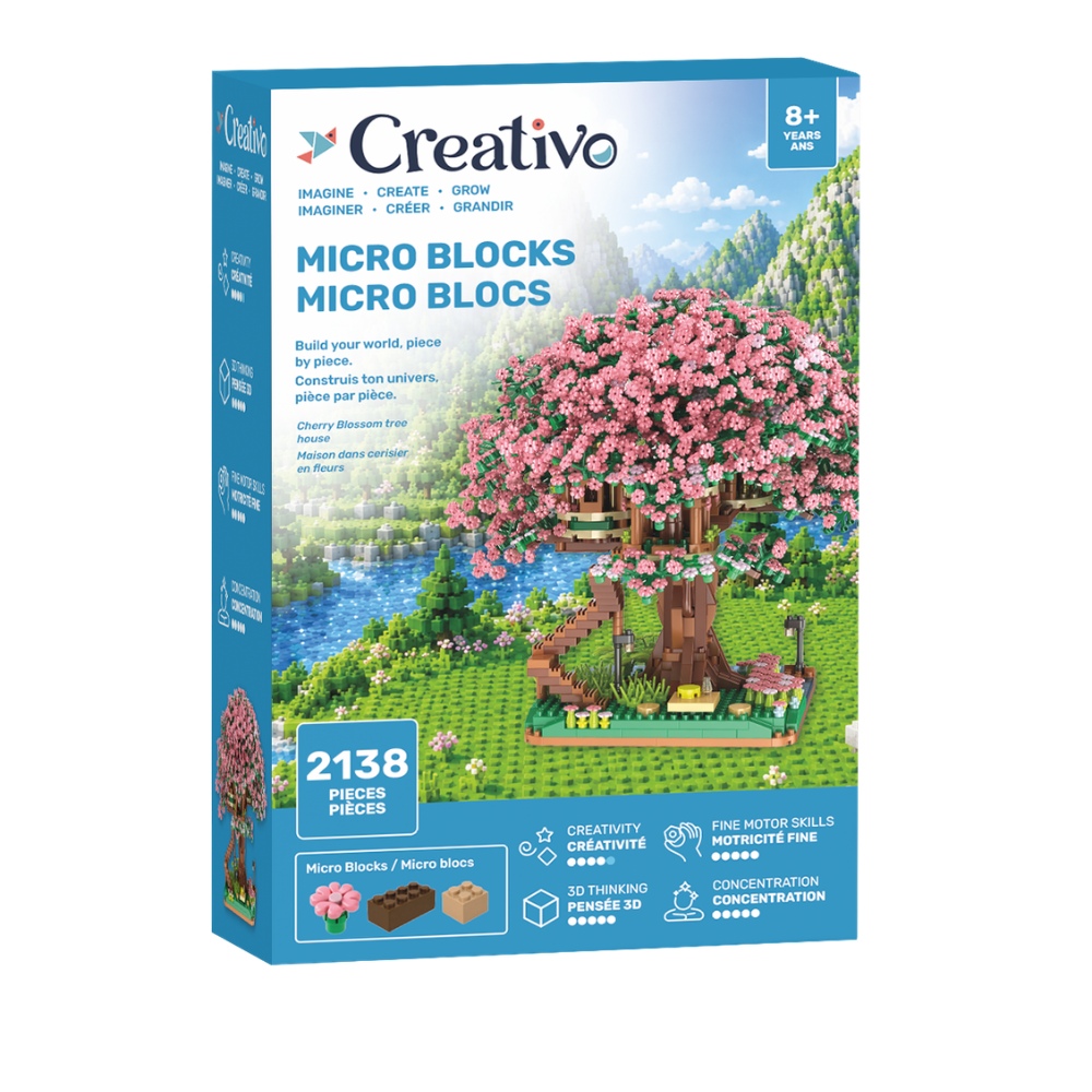 Image Creativo - Ensemble de micro blocs – Maison dans un cerisier en fleurs / 2 138 pièces