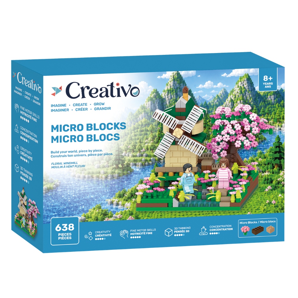 Image Creativo - Ensemble de micro blocs – Moulin à vent fleuri / 638 pièces