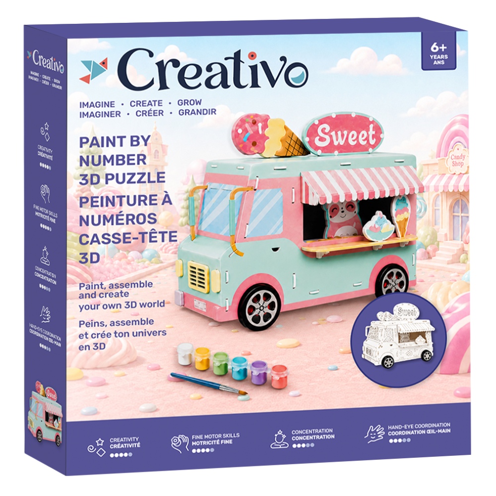 Image Creativo - Peinture par numéros - casse-tête 3D – Camion de crème glacée