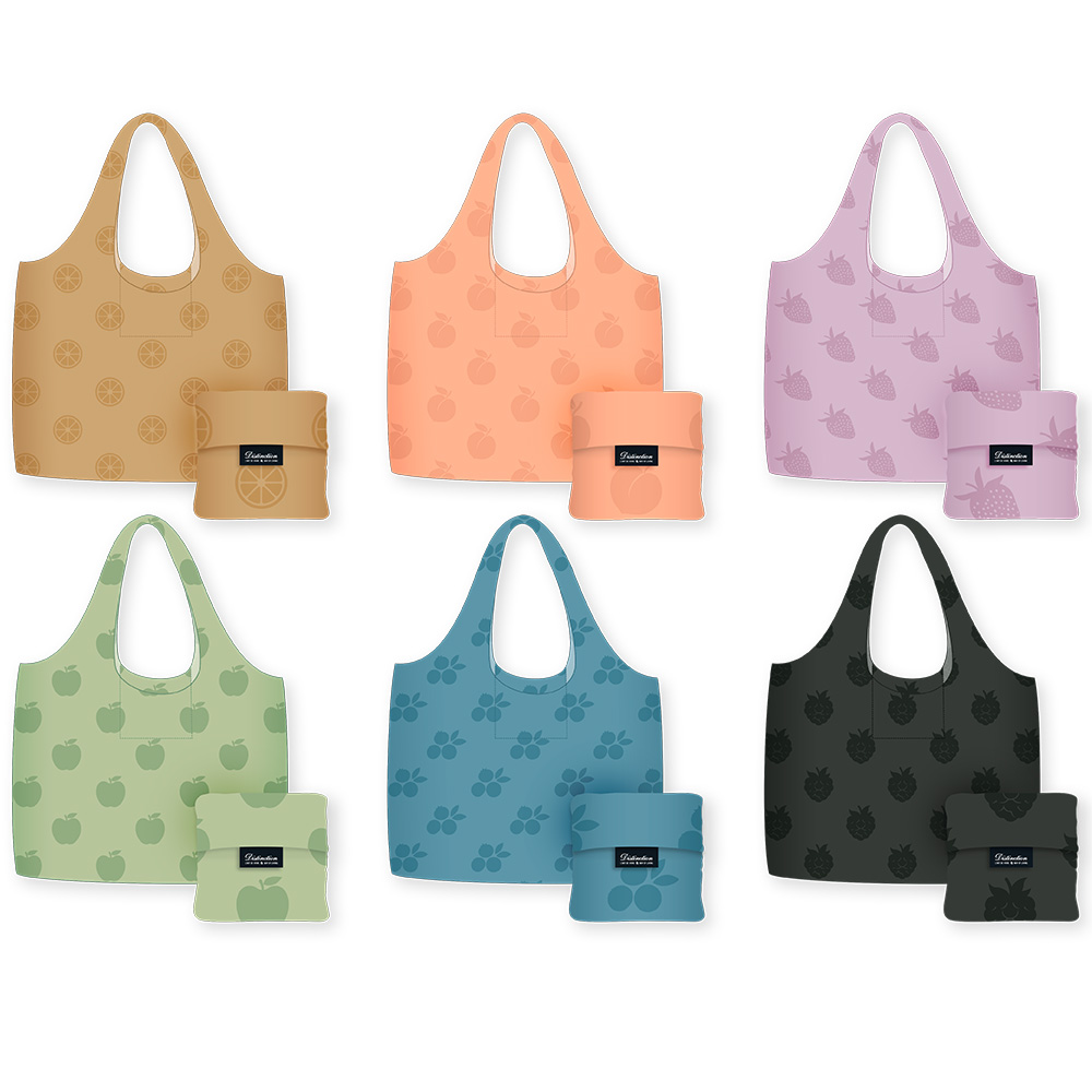 Image Sacs réutilisables avec pochette de rangement – 6 modèles, assortiment de 8 mcx