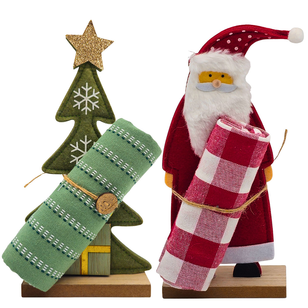 Image 2 Ensembles cadeaux : Sapin & Père Noël décoratifs avec linge à vaisselle - 12L x 26H cm
