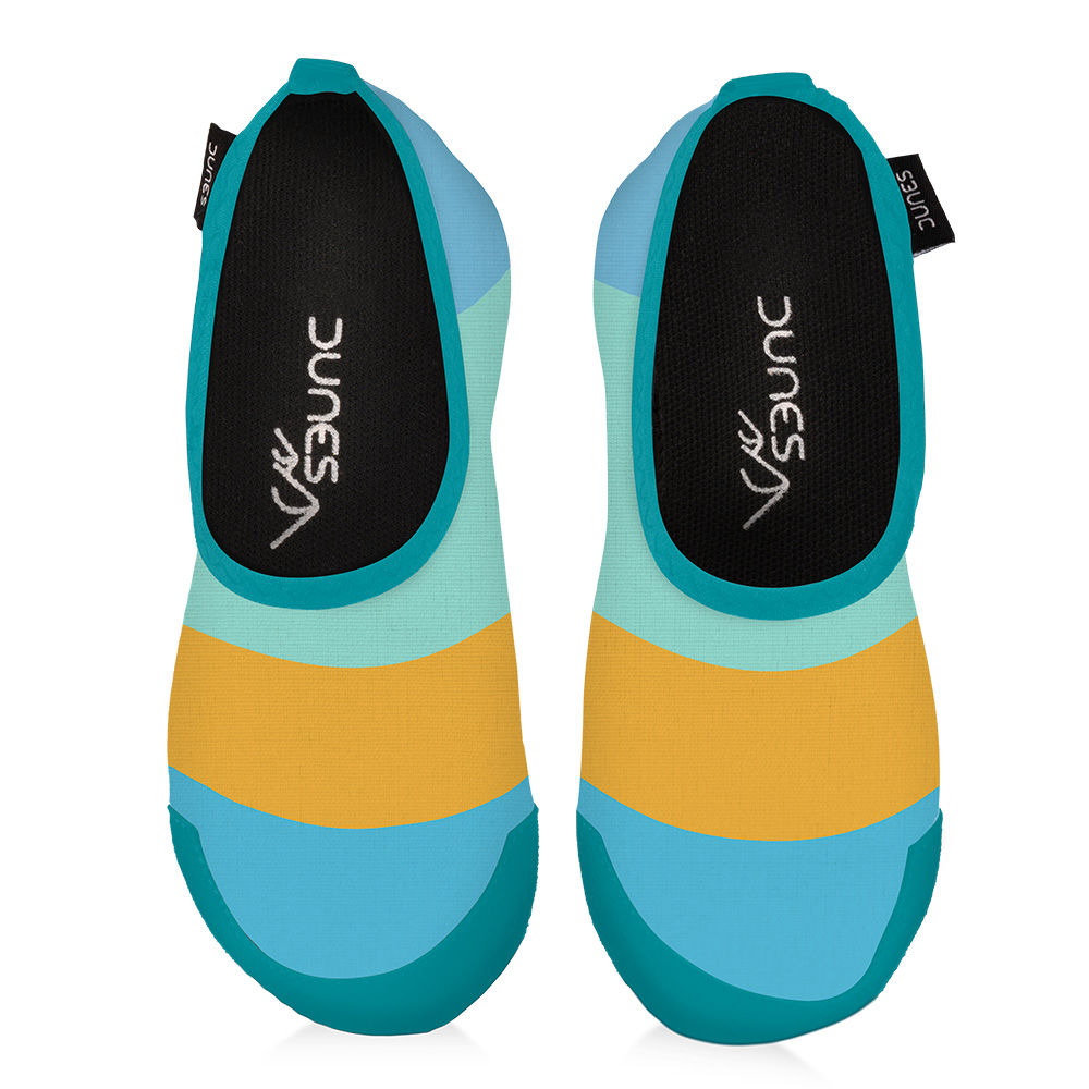 Image Souliers loisir athlétiques - Junior - Rayures : bleu et jaune  (5-6)