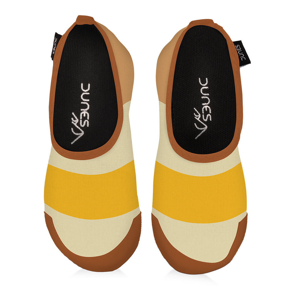 Image Souliers loisir athlétiques - Junior - Rayures : brun et jaune  (5-6)