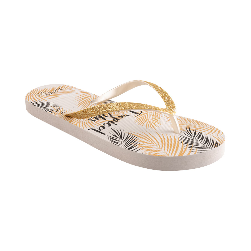 Image Dunes Sandales de plage Femme feuilles BLANC