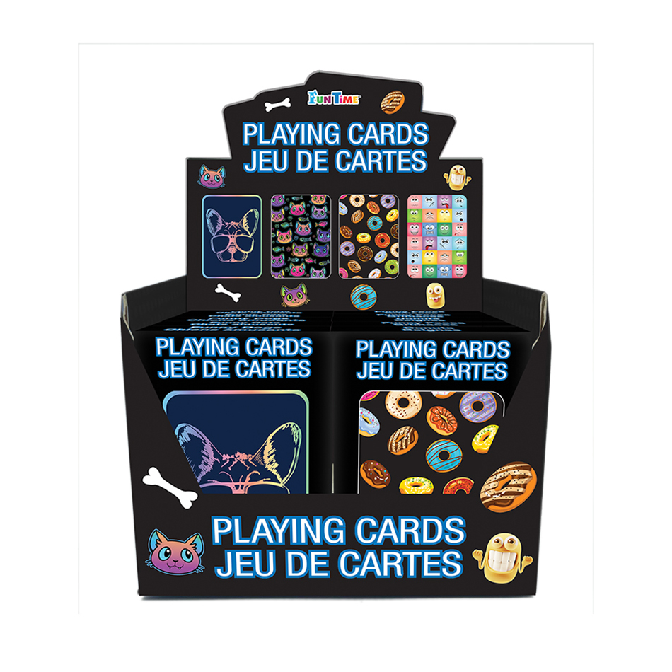 Image Playing Cards - Funny Series: 4 assorted designs (cats, dogs, donuts and funny faces)