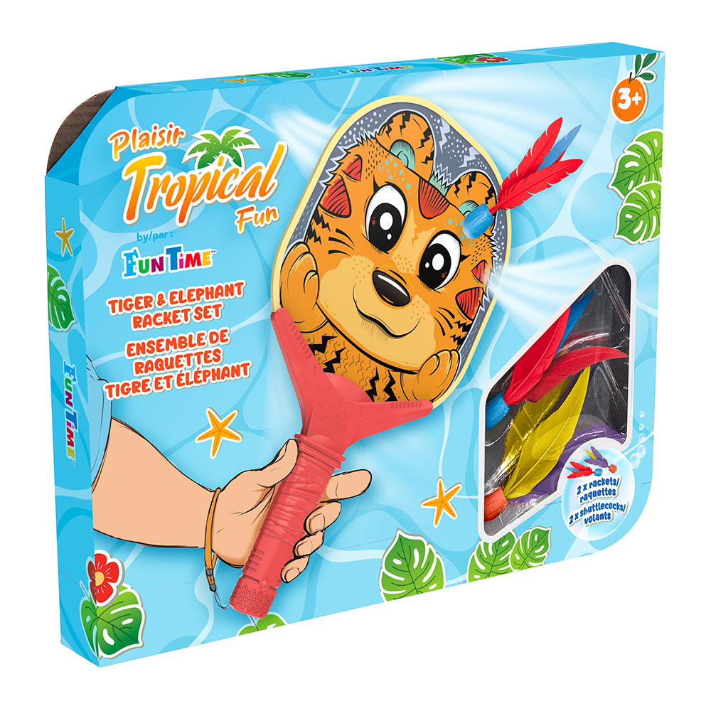 Image Set of 2 Kids' Badminton Rackets – Tiger & Elephant Designs