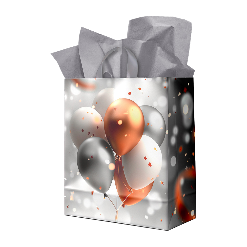 Image Gift Bag - Large - Silver & Gold Balloons