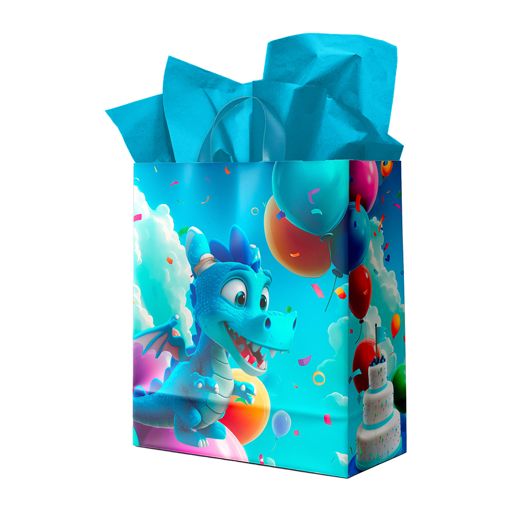 Image Gift Bag for Kids - Large - Blue Dragon