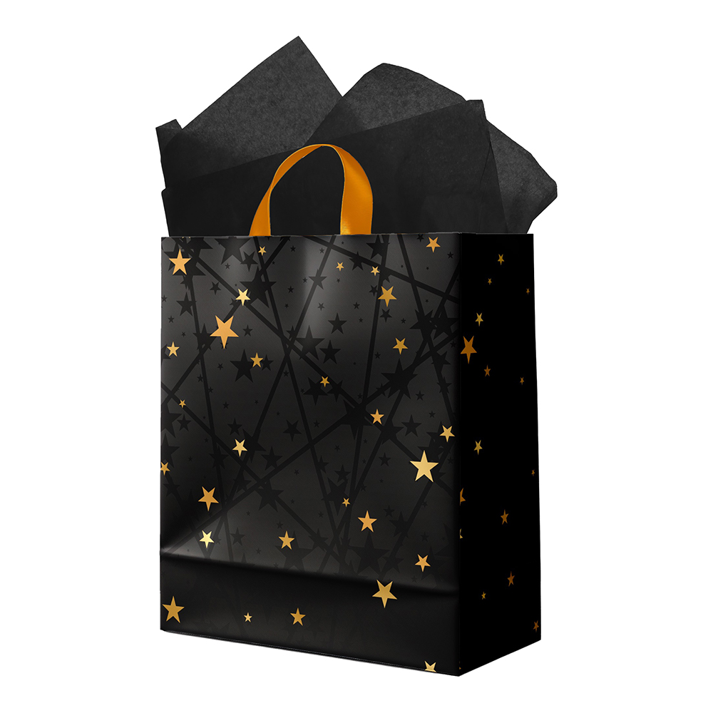 Image Gift Bag - Small - Black with Gold Stars