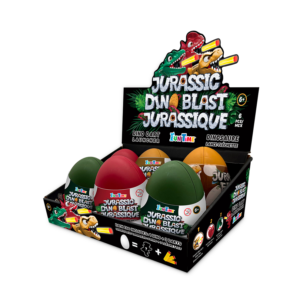 Image Dino Blast Jurassique, Lance-fléchette en styromousse, Présentoir 6 mcx