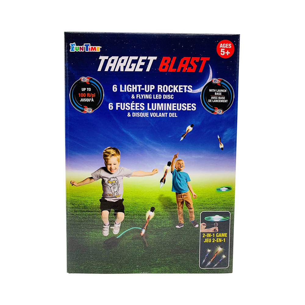 Image TARGET BLAST - 6x Light-up Rockets & Flying LED Disc - 2-in-1 Game