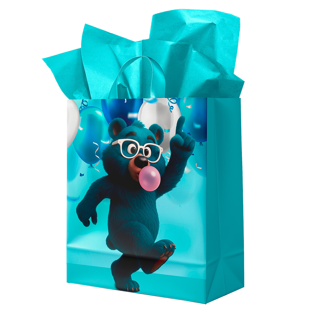 Image Sac cadeau pour enfants – Grand – Ours bleu