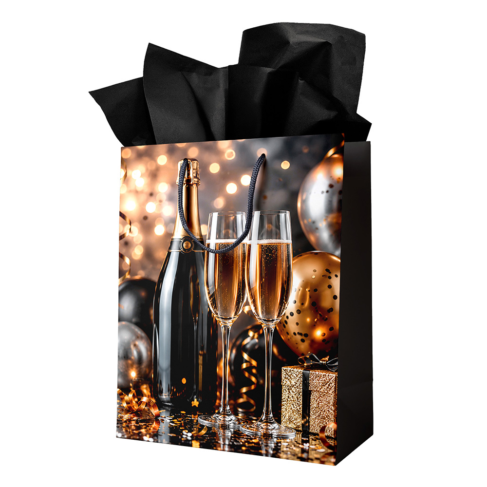 Image Sac cadeau pour adulte – Large - Champagne noir