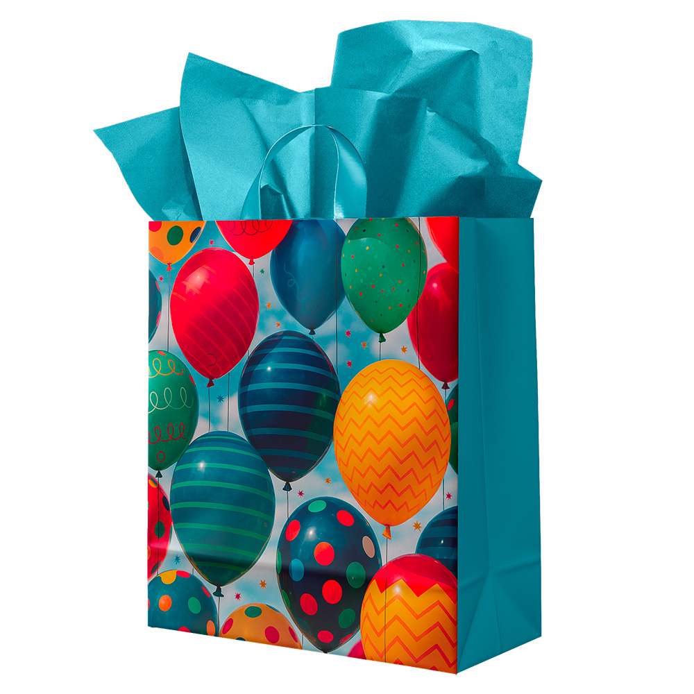 Image Sac cadeau – Petit – Ballons multicolores