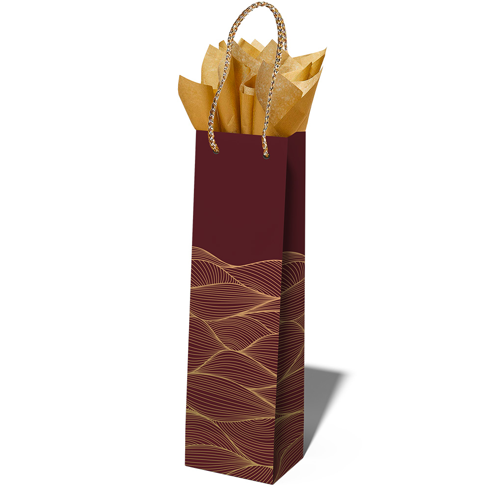 Image Sac cadeau pour bouteille de vin - Bourgogne avec motif doree