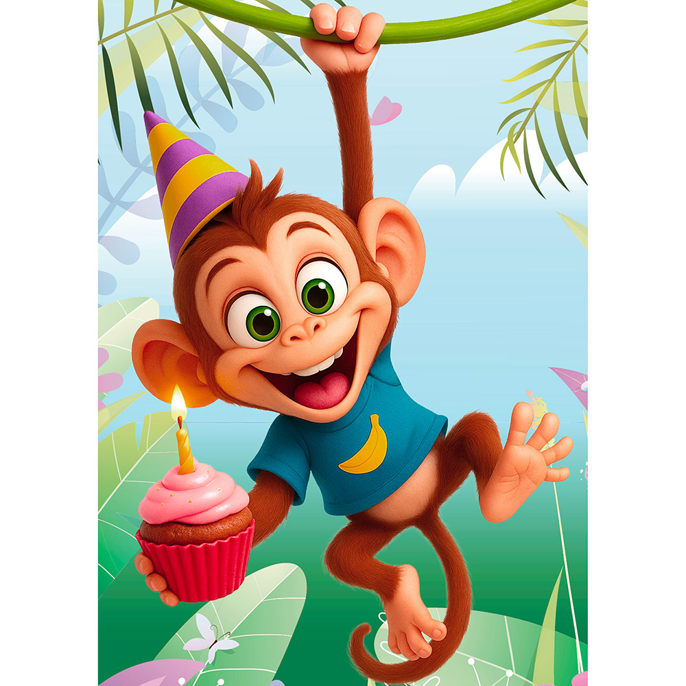 Image Carte de souhaits pour enfants - Singe