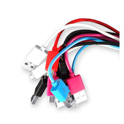 Image USB-A to Micro USB Cable, 1m, 5 Assorted Colors: Pink, Blue, Red, White, Black