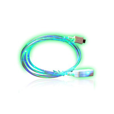 Image USB-A to Micro USB LED Cable, 1m, 2 Assorted Colors: Blue & Red, Blue & Green