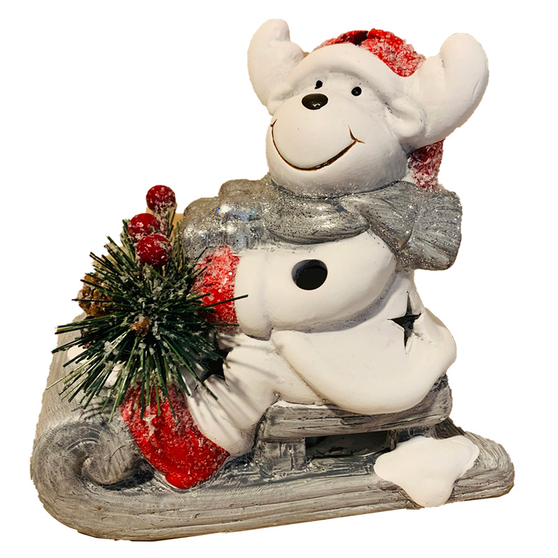 Image LED Ceramic Moose on Sleigh