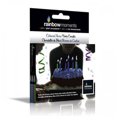 Image Coloured Flame Birthday Candles:  blue, green and purple flames (12/Pack)
