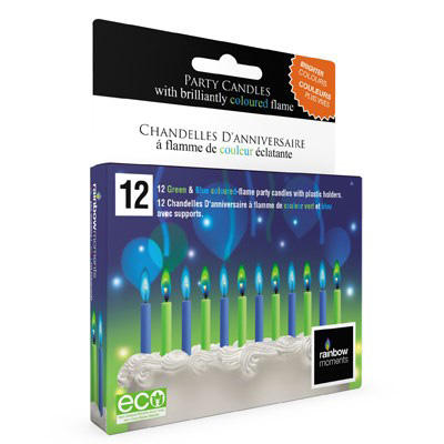 Image Coloured Flame Birthday Candles for Boys : blue and green